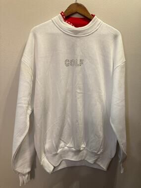 Vintage Gopher Sport Women’s XL White Rhinestone Golf Mock Neck Sweatshirt